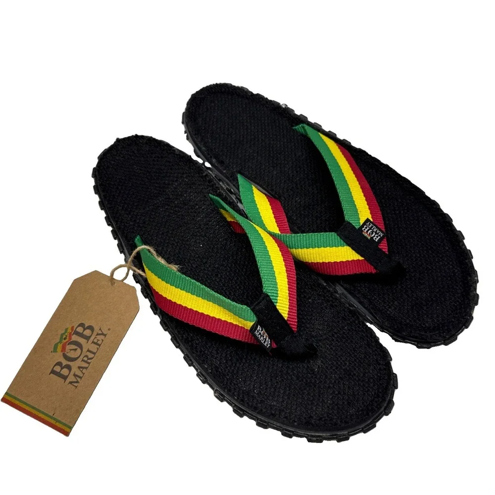 Bob Marley Fresco Men's Flip Flops Sandals Rasta Print Size 9